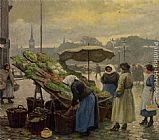 Paul Gustave Fischer At the Vegetable Market painting